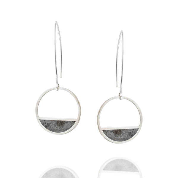 Balance concrete earrings, by BAARA. Silver and concrete earrings, dangle earrings, geometric earrings, gift for architect