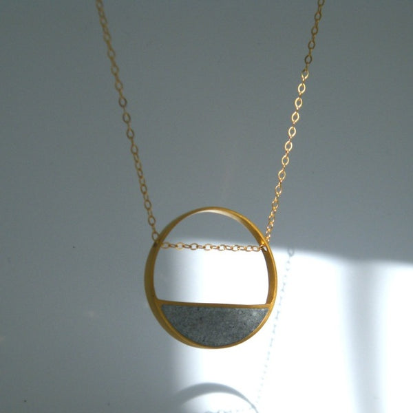 Balance concrete necklace - handmade by BAARA - jewelry with meaning, gift for architect, gold necklace