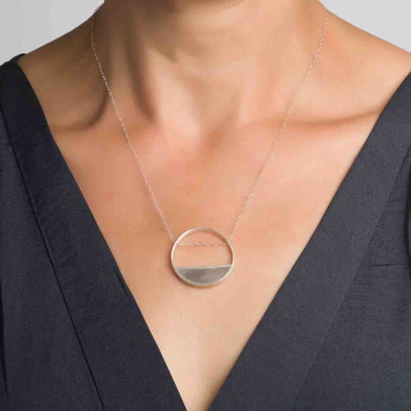 Balance concrete necklace - handmade by BAARA - jewelry with meaning, gift for architect, silver necklace