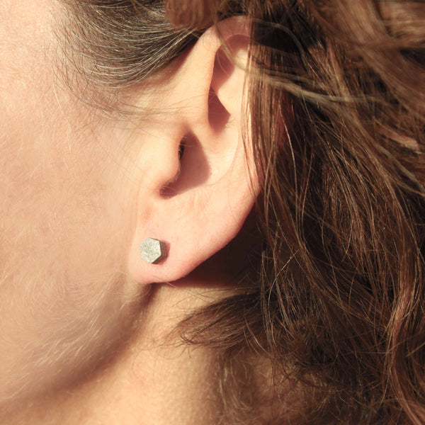 Stud Hexagon Concrete Earrings