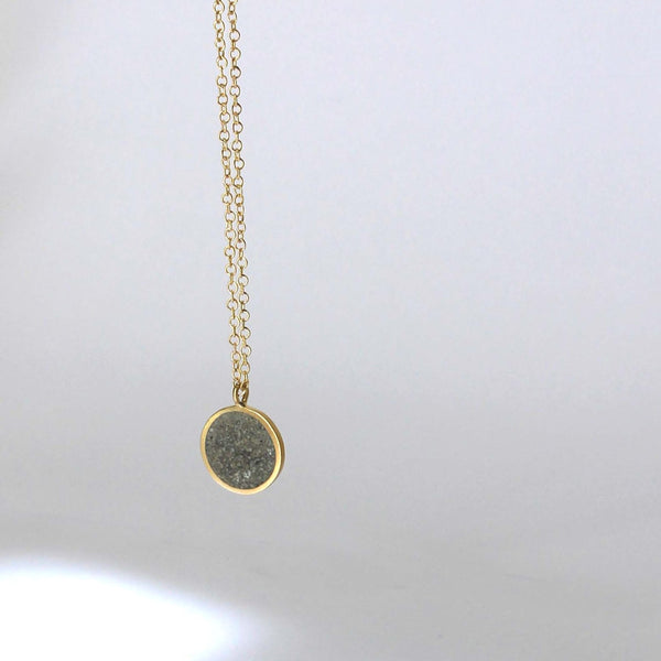 Round Gold and Concrete Necklace, by BAARA Jewelry. Layering necklace, silver necklace, delicate necklace, concrete jewelry