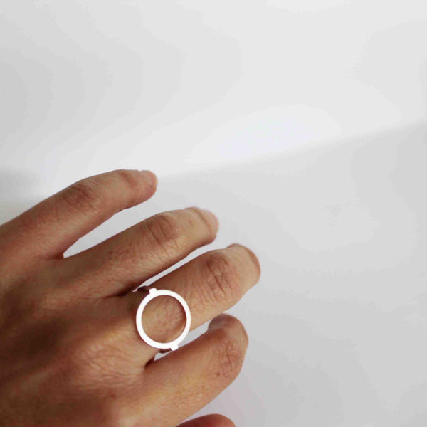 Simple open circle ring in Silver. Sterling silver circular ring, Designed circle ring, gold-plated open circle ring. BAARA Jewelry