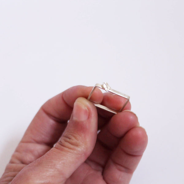 Raw Silver Stone Ring