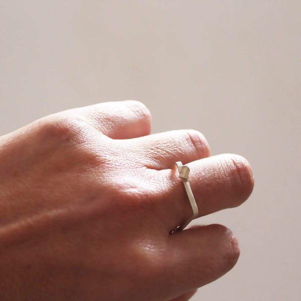 Raw Silver Stone Ring