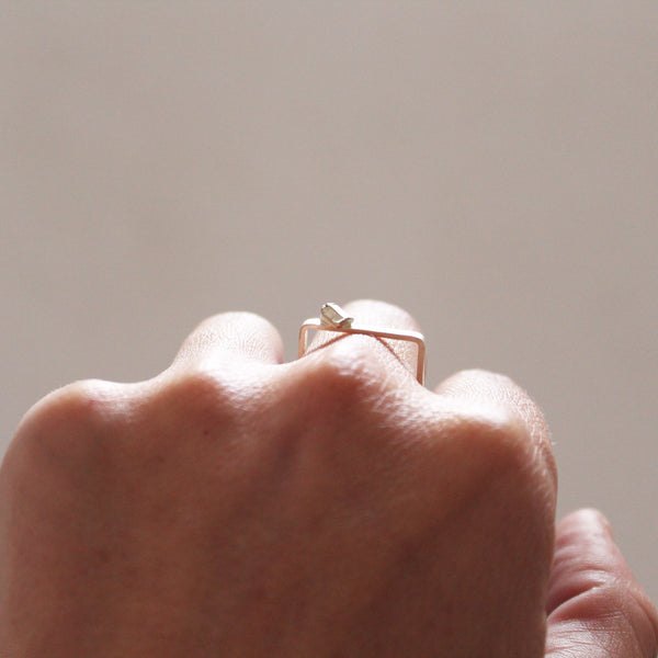Raw Silver Stone Ring
