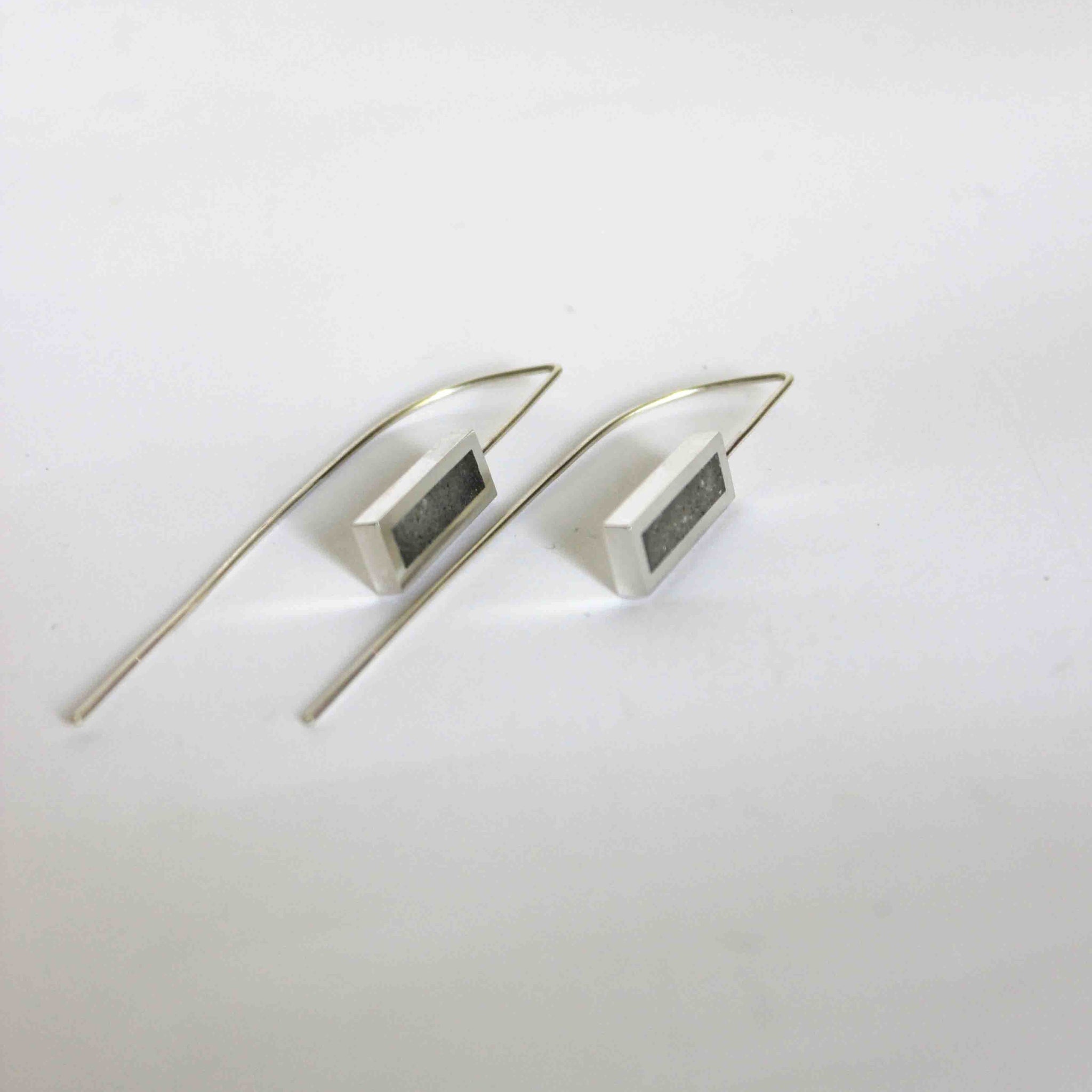 Long concrete and silver earrings - by BAARA