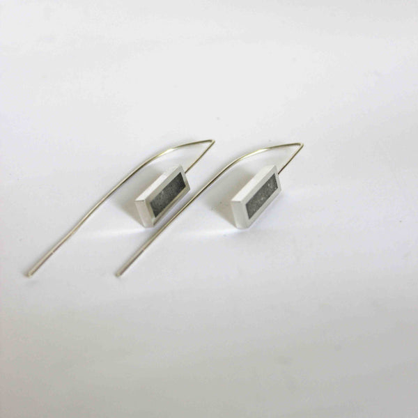 Long concrete and silver earrings - by BAARA