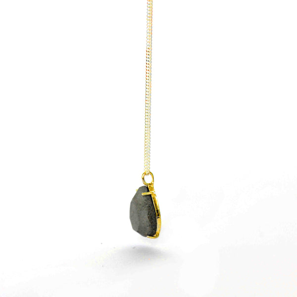 Drop shaped gem concrete necklace, by BAARA. Unique necklace for women. Gift for architect, gift for young teen, cement necklace, classic necklace with a twist, gold and gray, gold necklace, modern jewelry