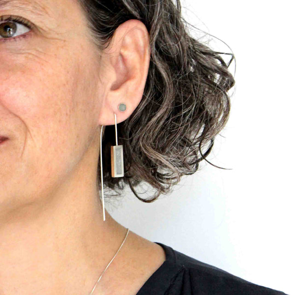 Concrete earrings, Rectangle concrete earrings, by BAARA