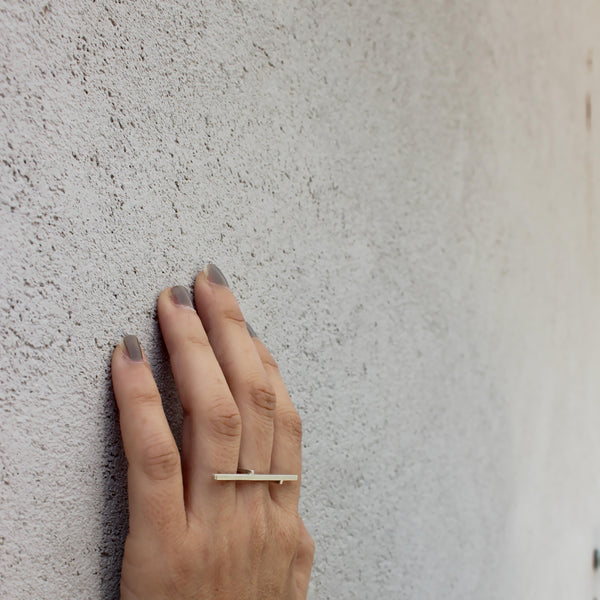 Line Ring, by BAARA. Minimalist Ring, Bar Ring, Asymmetrical Ring, Two Fingers Ring, Silver Ring, Minimal Silver Ring, Geometric Ring