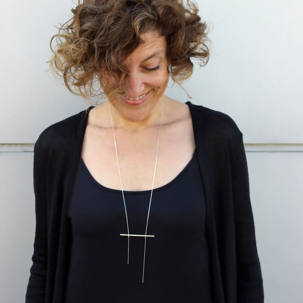 Minimal Bar Necklace, by BAARA Jewelry. Minimal Long Necklace, Silver Minimal Necklace, Silver Bar Pendant