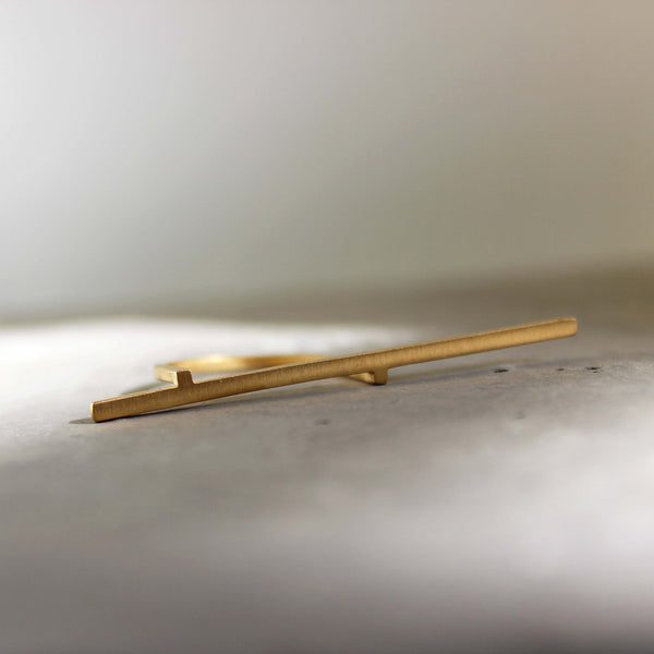 Gold line ring, by BAARA, Bar ring, Gold ring, Gold plated ring.