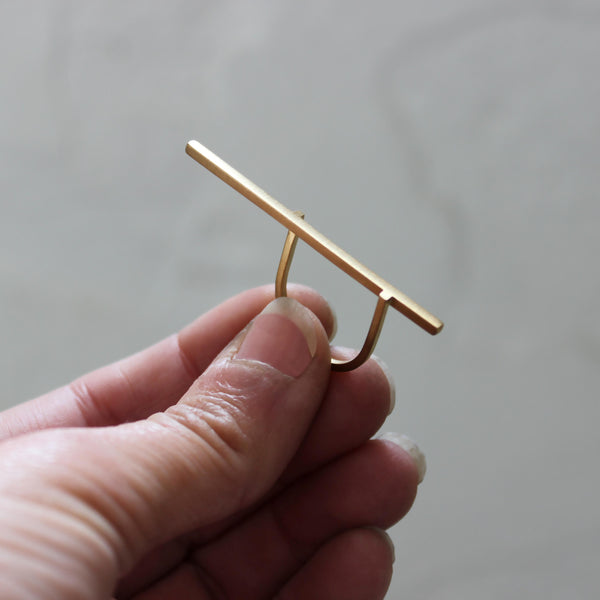 Gold line ring, by BAARA, Minimal ring, Gold plated silver ring, Gold ring