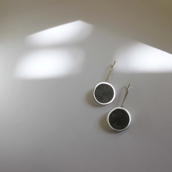 Minimal Concrete and Silver Earrings, by BAARA Jewelry, Designer Jewelry, Grey Earrings, Contemporary Jewelry, Concrete Jewelry