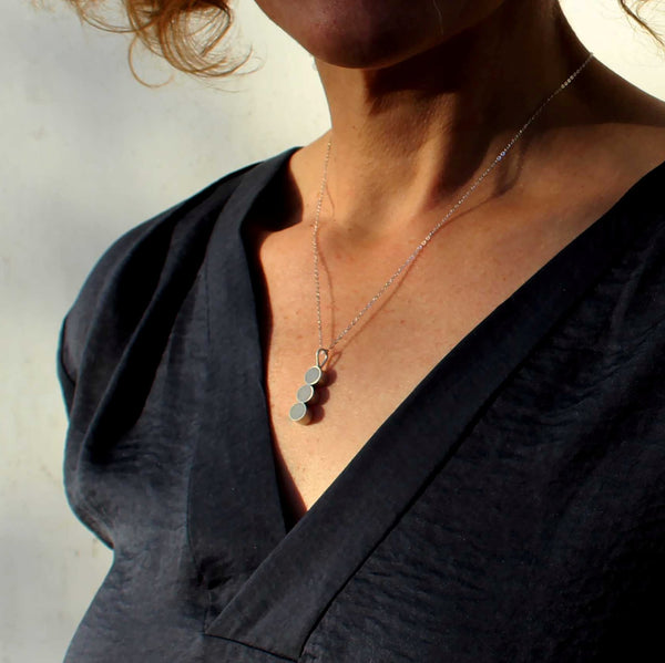 Three circles silver and concrete necklace, by BAARA Jewelry. everyday necklace, gift for her, concrete jewelry