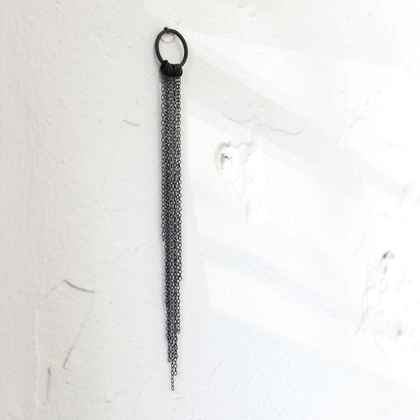 Black Oxidized Silver Single Earring