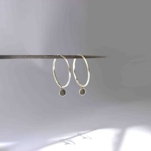 Silver hoop earrings with concrete dangle charm - Silver and concrete earrings - BAARA