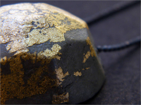 Gold and Grey Concrete Necklace, BAARA Jewelry, Black Jewelry, Gold Foil, Black Silver