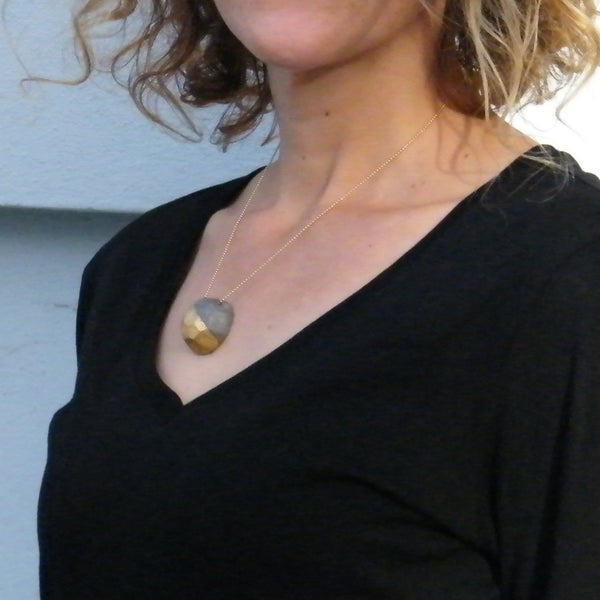Concrete Gem Necklace by BAARA Jewelry, Minimalist Necklace, Cement Necklace
