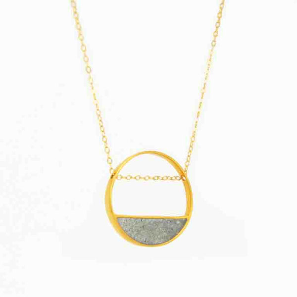 Balance concrete necklace - handmade by BAARA - jewelry with meaning, gift for architect, gold and grey necklace