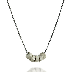 Hexagon Concrete Beads Necklace, by Baara Jewelry, Urban Jewelry, Grey and Black Necklace, Black Jewelry, Geometric Necklace, Gift for Teen
