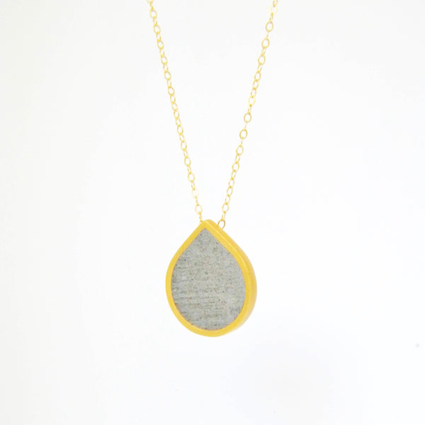Drop Concrete Necklace, by BAARA Jewelry. Beautiful Necklace, Weather Jewelry, Gold Necklace, Classic Necklace, Cement Pendant