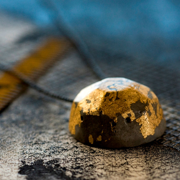 Concrete Gem Necklace by BAARA Jewelry, Gold, Concrete and Black Silver Necklace, Statement Necklace