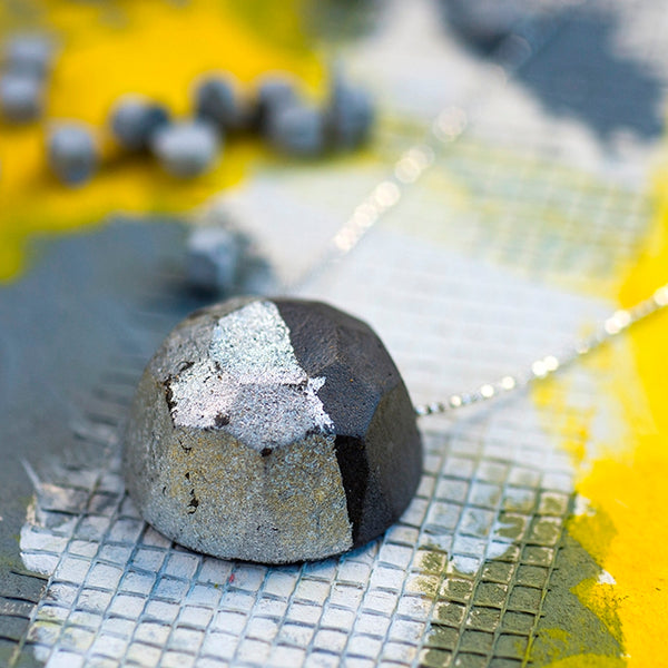 Gem Concrete Necklace by BAARA Jewelry, Handmade Silver and Cement Necklace, Industrial Jewellry, Handmade Neck Piece, Art Jewelry