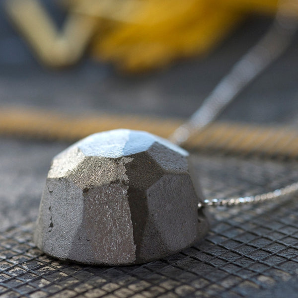 Gem Concrete Necklace by BAARA Jewelry, Handmade Silver and Cement Necklace, Industrial Jewellry, Handmade Neck Piece, Art Jewelry