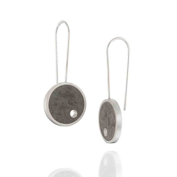 Hole concrete earrings in silver - by BAARA, gift for architect silver earrings, modern earrings