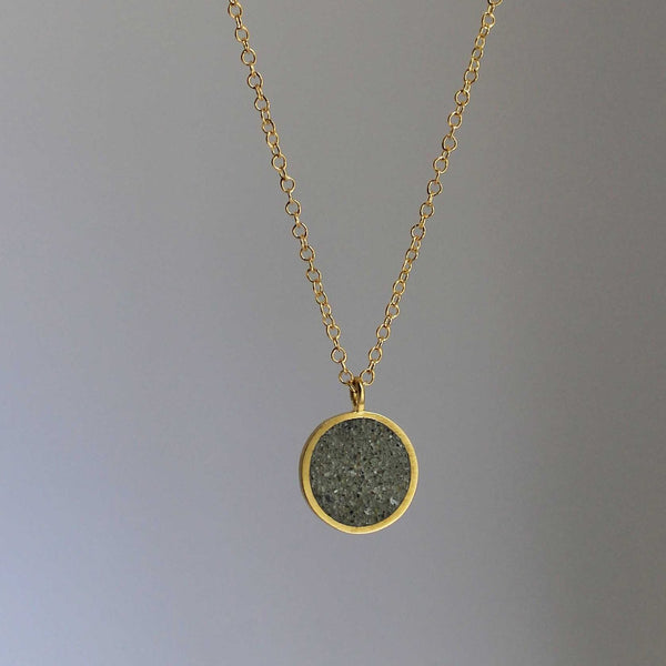Round Gold and Concrete Necklace, by BAARA Jewelry. Layering necklace, silver necklace, delicate necklace, handmade jewelry