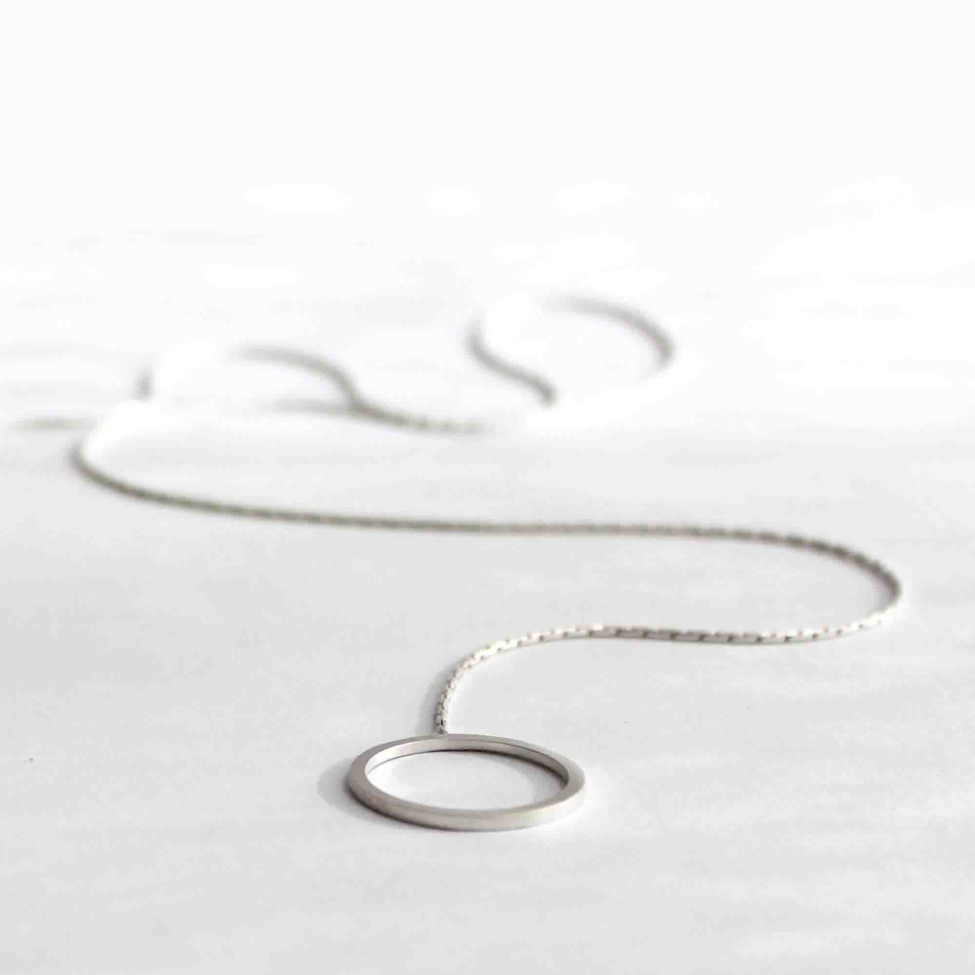Collana Lariat In Argento Sterling S925 – Cerchio + Barretta Regolabile, Pamperedjewelsusa, Made USA - 3