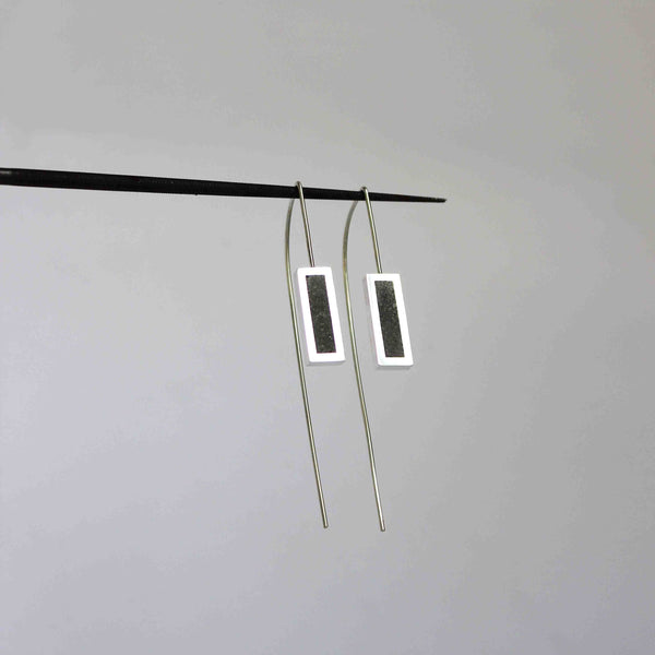 Long silver earrings with concrete - by BAARA