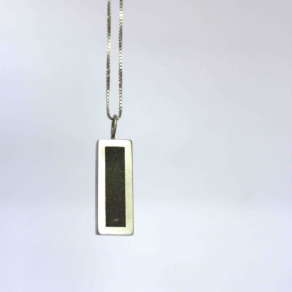 Rectangle concrete necklace for women, Rectangle cement necklace for men, Concrete pendant necklace, Silver and gray necklace, Minimalist necklace, Concrete jewelry, Cement jewelry, Concrete jewellery