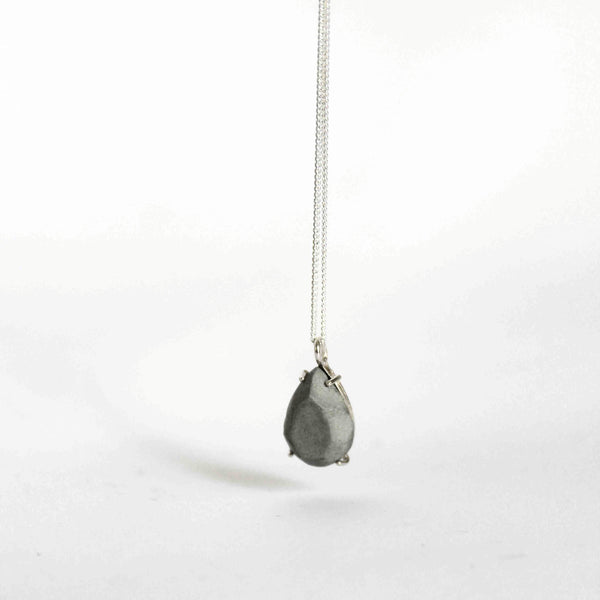 Drop shaped gem concrete necklace, by BAARA. Unique necklace for women. Gift for architect, gift for young teen, cement necklace, classic necklace with a twist