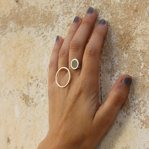 Asymmetrical Concrete Ring by BAARA Jewelry, Concrete Ring, Statement Ring, Bold Ring, Unique Ring, Silver and Concrete, Gift for Her