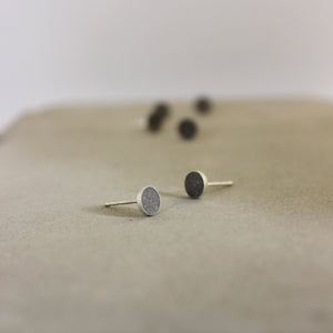 Minimal round earrings, Concrete earrings, Silver and Concrete earrings, by BAARA Jewelry, Minimalist handmade studs