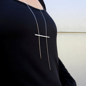 Minimal Bar Necklace, by BAARA Jewelry. Minimal Long Necklace, Simple Statement Necklace