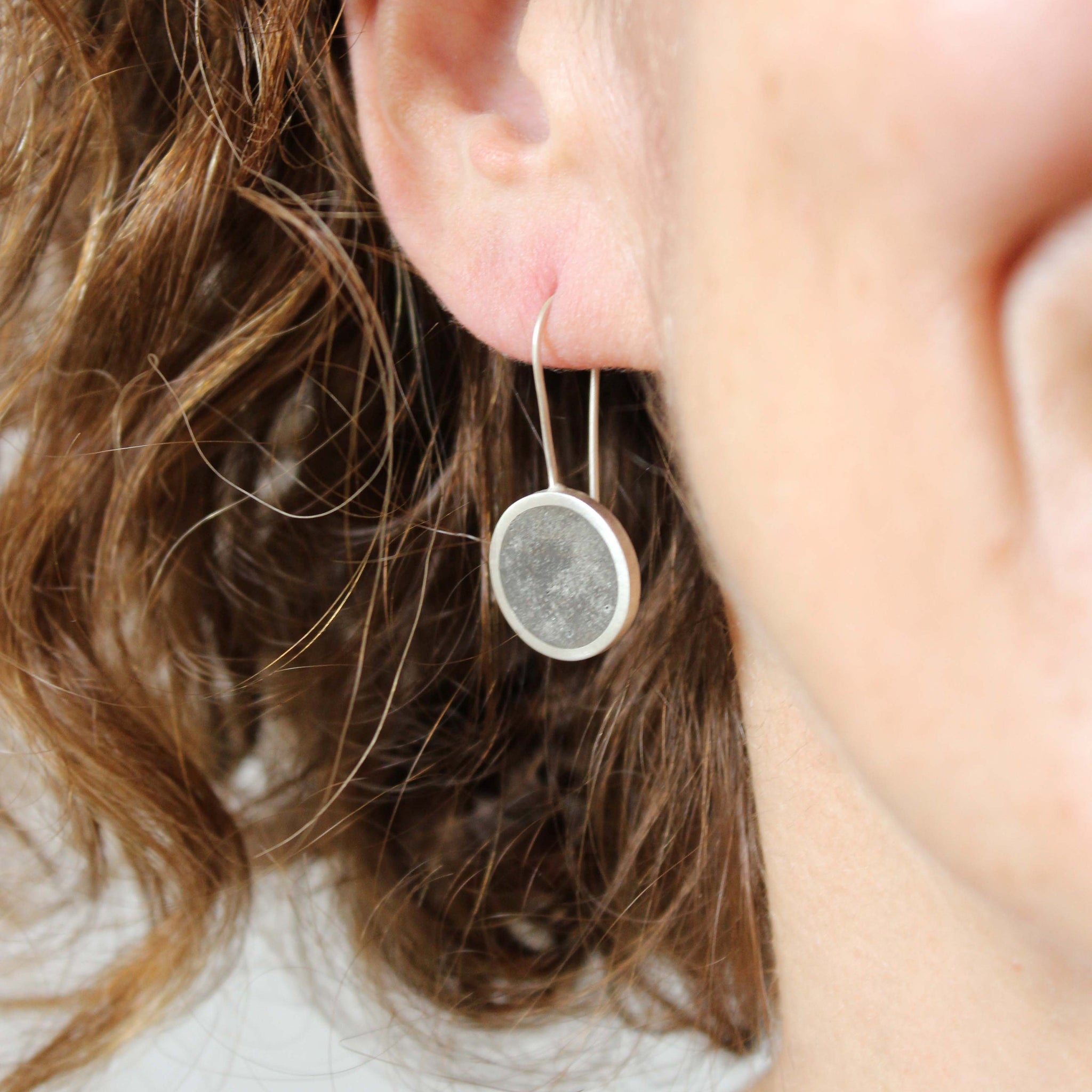 Minimalist Silver and Concrete Earrings, by BAARA Jewelry