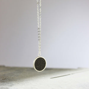 Round Silver and Concrete Necklace, by BAARA Jewelry. Layering necklace, silver necklace, delicate necklace, concrete jewelry