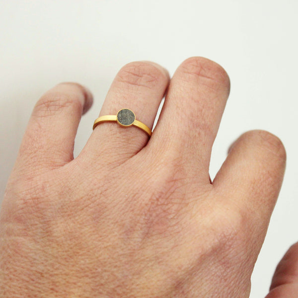 Thin band ring, circle center stone ring, handmade jewelry, BAARA Jewelry