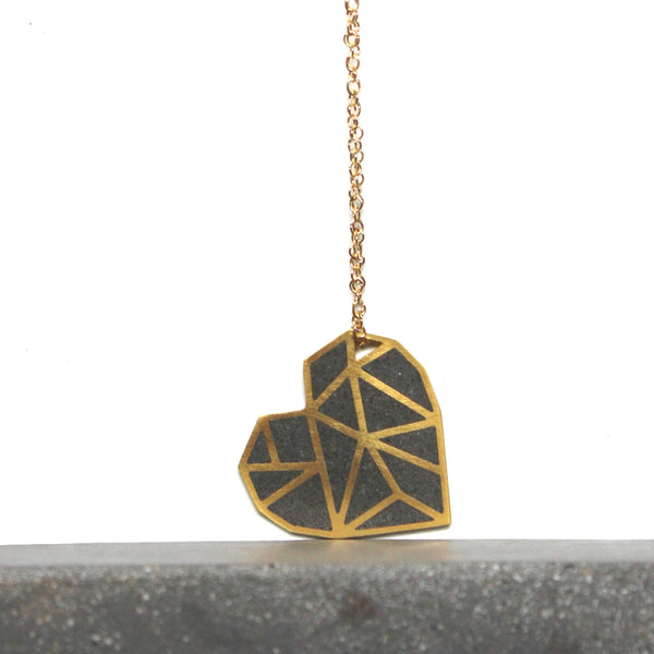 geometric heart necklace for women, Tilted Necklace, iby BAARA Jewelry