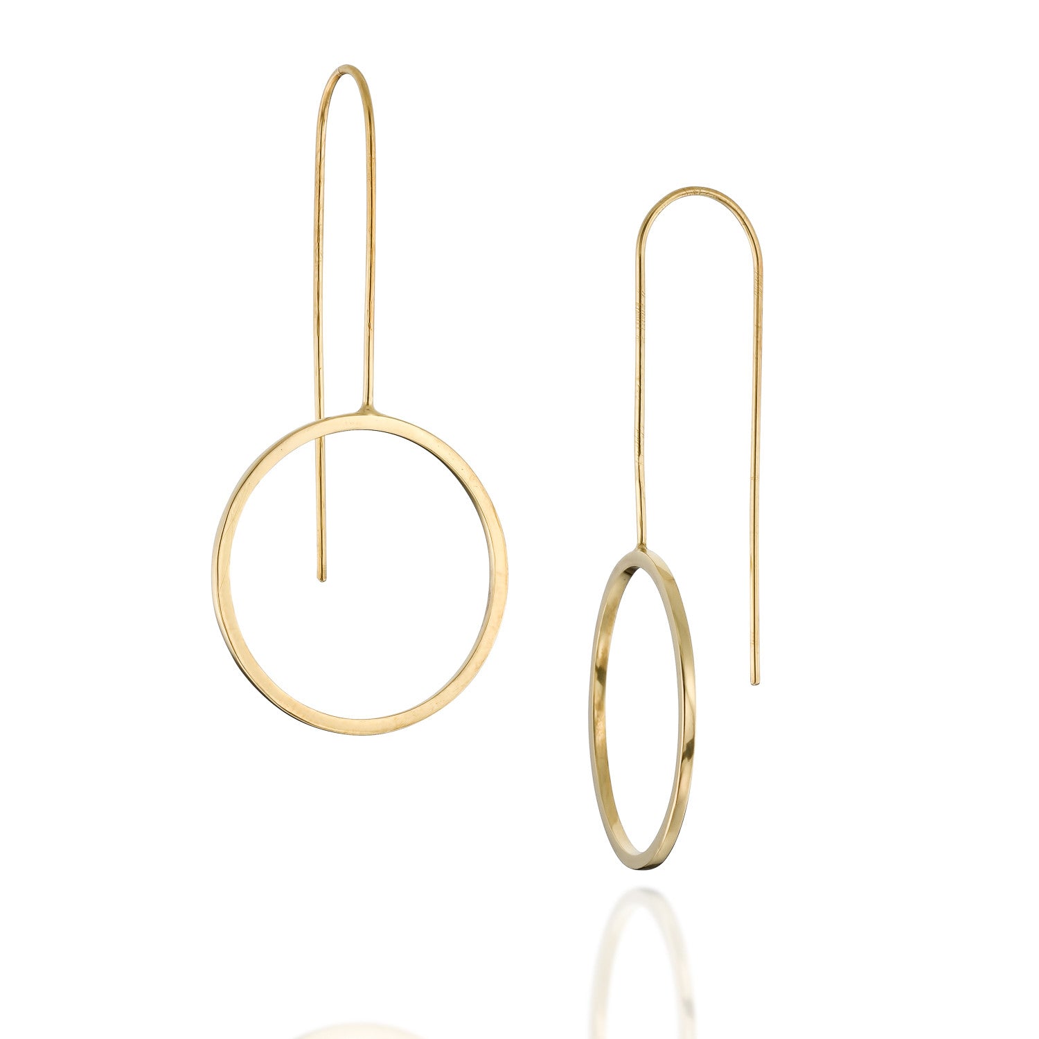 Minimalist Long Gold Circle Earrings – BAARA1