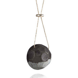Long GEM Concrete Necklace, by BAARA Jewelry. Long Geometric Necklace, Statement Necklace, Silver and Cement Handmade Necklace