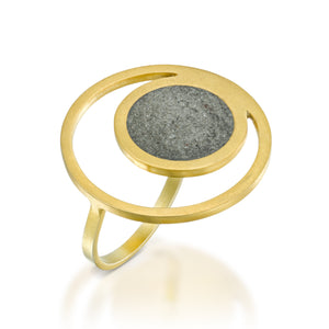 Orbit Concrete Ring, by BAARA Jewelry, Gold and Concrete Statement Ring, Designer Jewelry, Geometric Ring, Handmade, Circular Ring